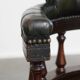 Adjustable green leather and wood Chesterfield office chair with swivel