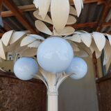 Lampadaire palmier blanc vintage 3 globes