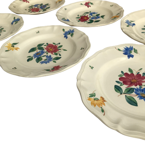 Série de 6 assiettes en faience de Sarreguemines