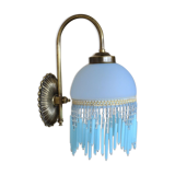 Blue wall lamp with pearl fringes