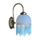 Blue wall lamp with pearl fringes