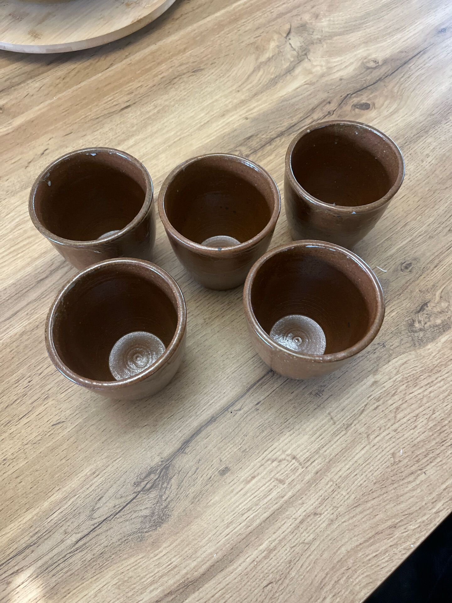 Set of 5 handcrafted ceramic cups –