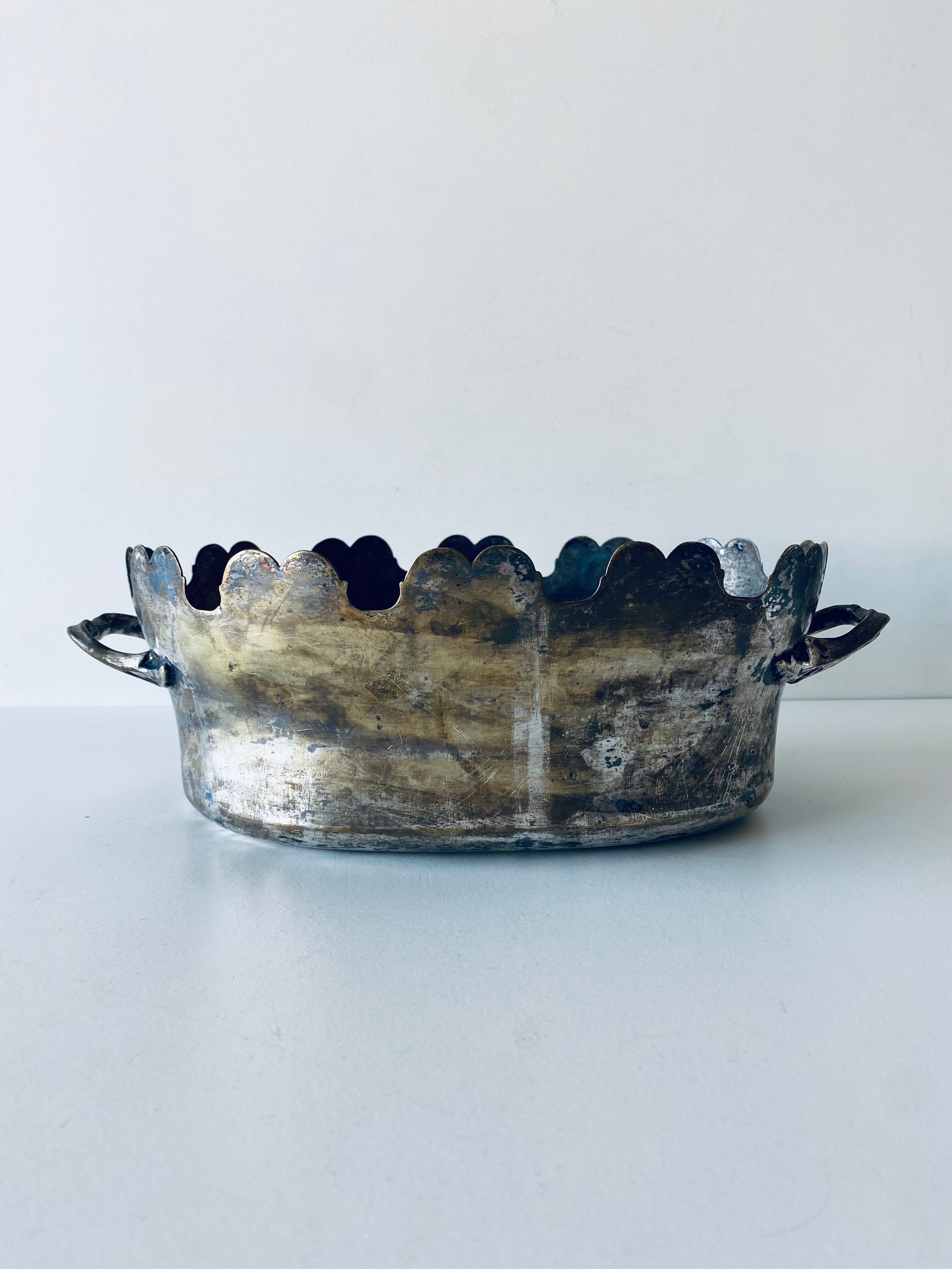 Silver metal flower pot or cover