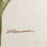 Framed botanical engraving lithography by JW Boussac - the blueberry