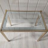 Vintage gilded metal side tables, glass and mirror