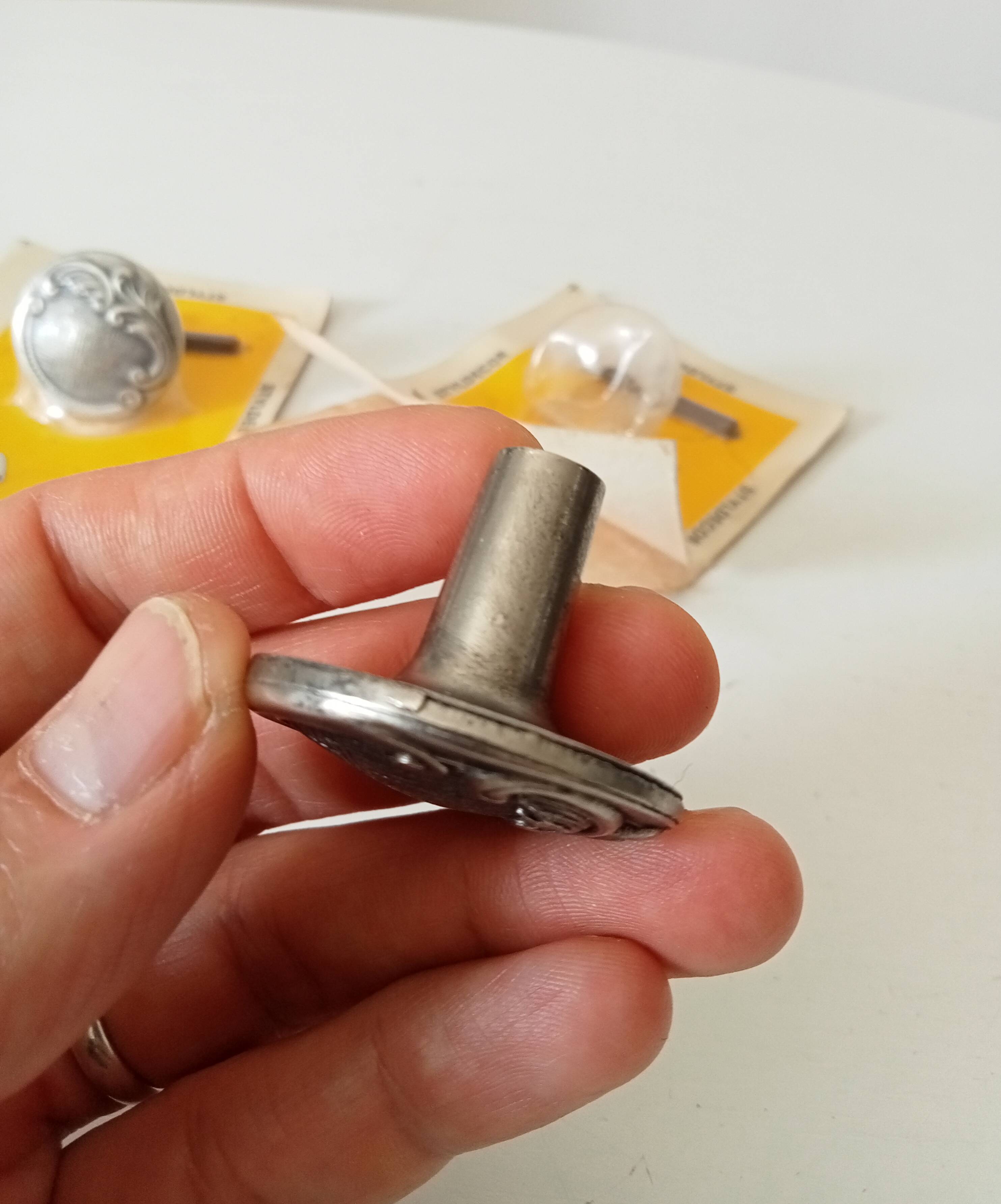 Antique furniture knob, old silver, Louis XV style