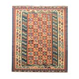 Grand tapis Kilim vintage, en laine turque tissée à plat, motif géométrique, 296 x 212 cm