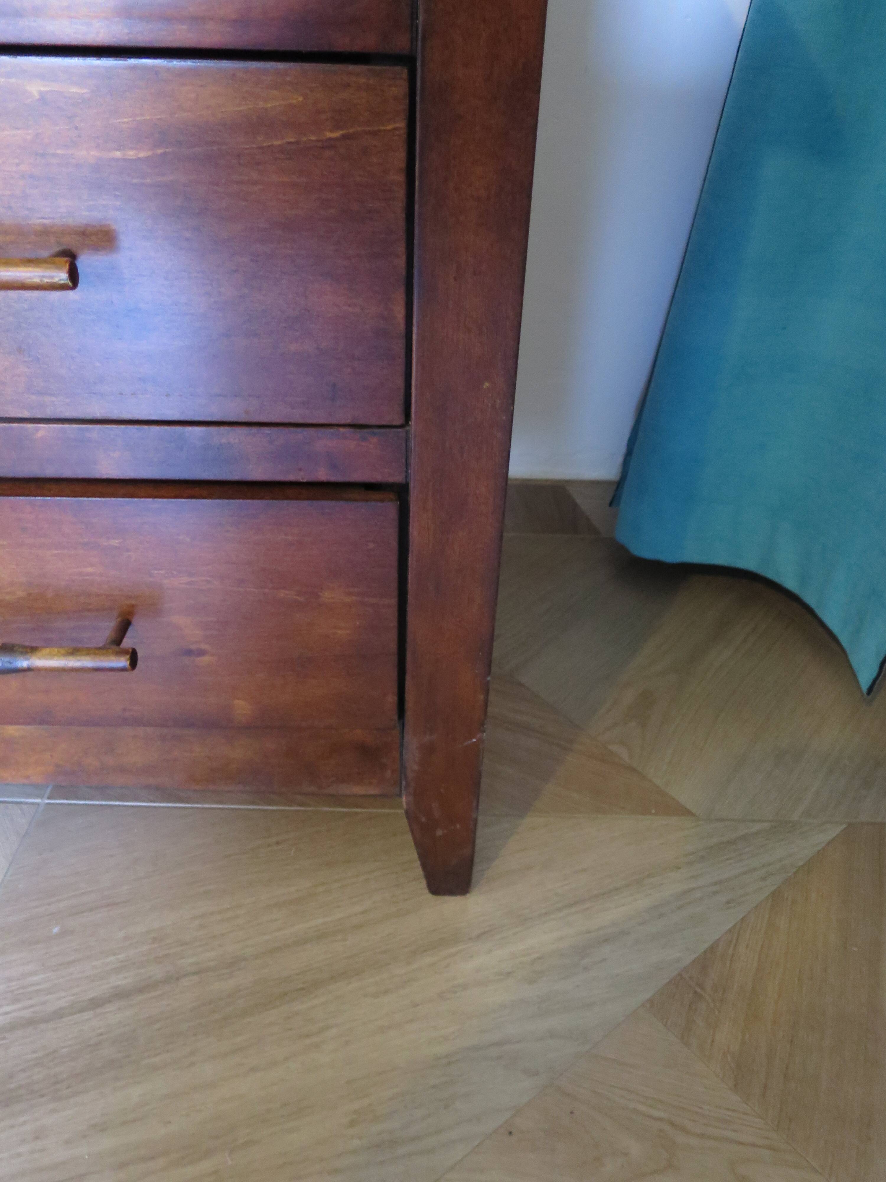 Commode longue–3 tiroirs -style colonial–Teinte acajou