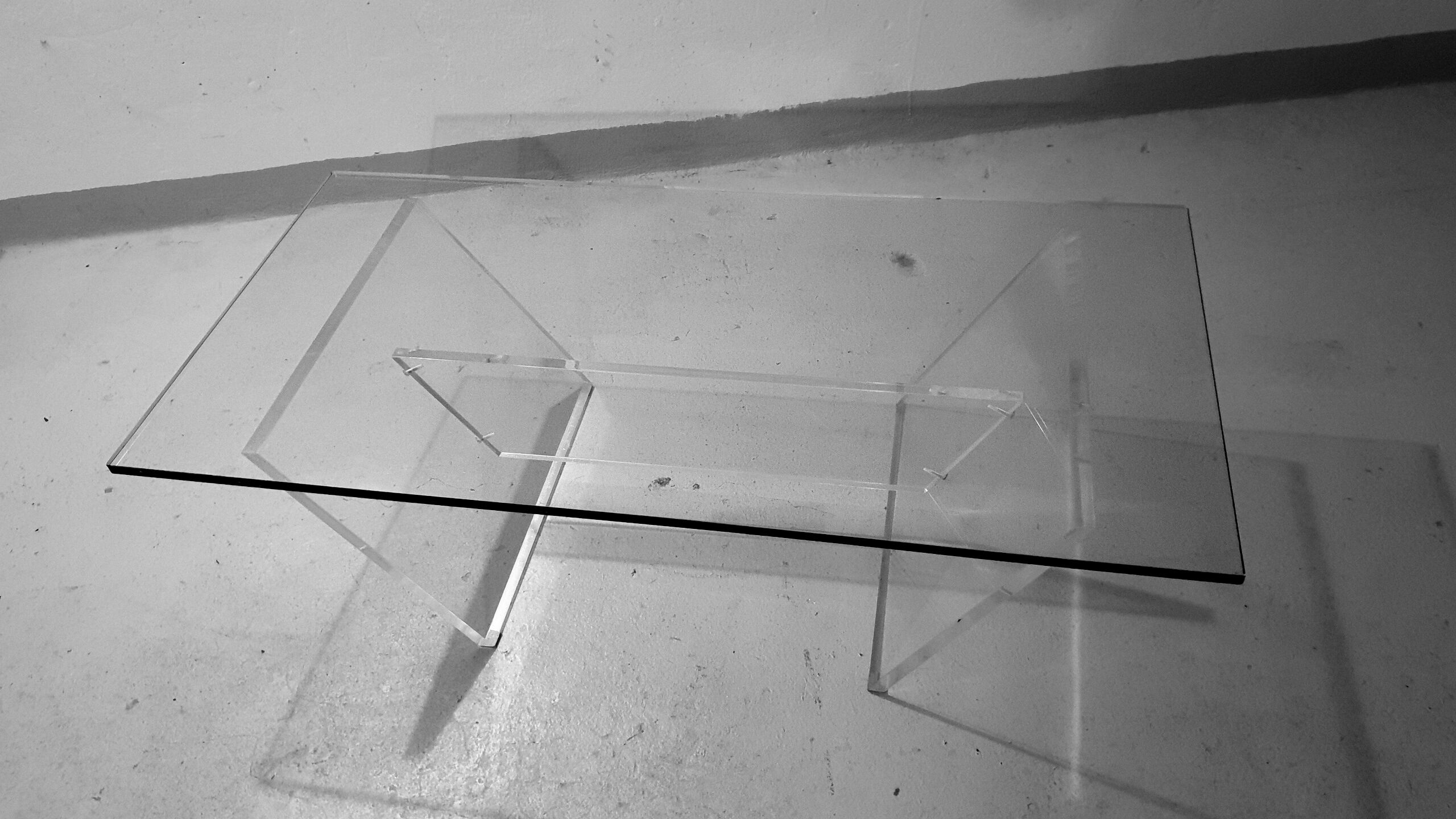 Glass and plexiglass coffee table 1970