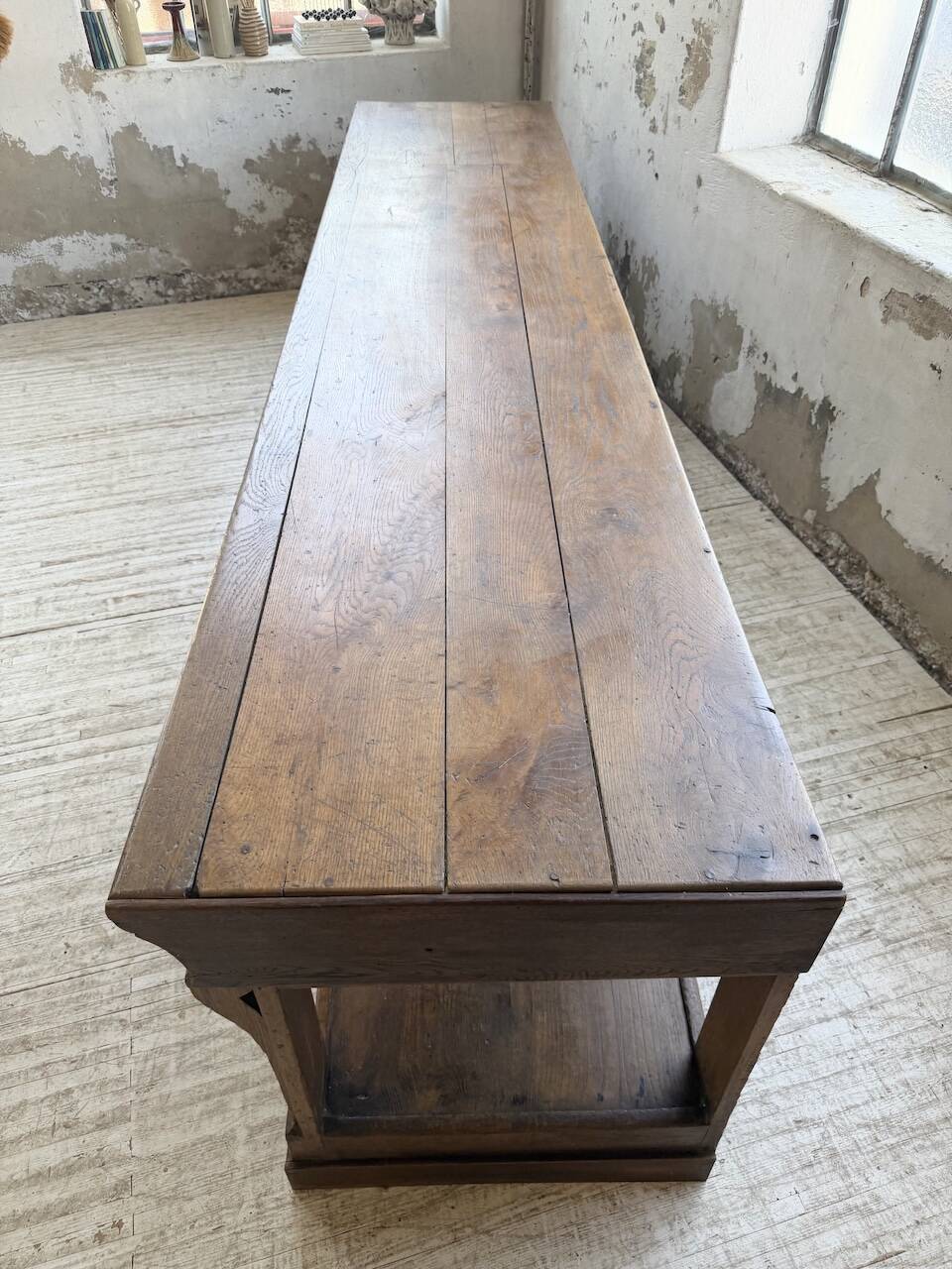 Table de gantier drapière 1900 chêne massif 330cm XL