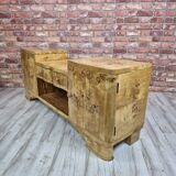 Rare Low Art Deco Blonde Burl TV Console Sideboard - 1930s Fully Restored