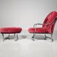 Pink velvet and chrome chaise longue Carlo de Carli for Cinova