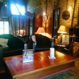 Coffee table with oak bottle and glass storage