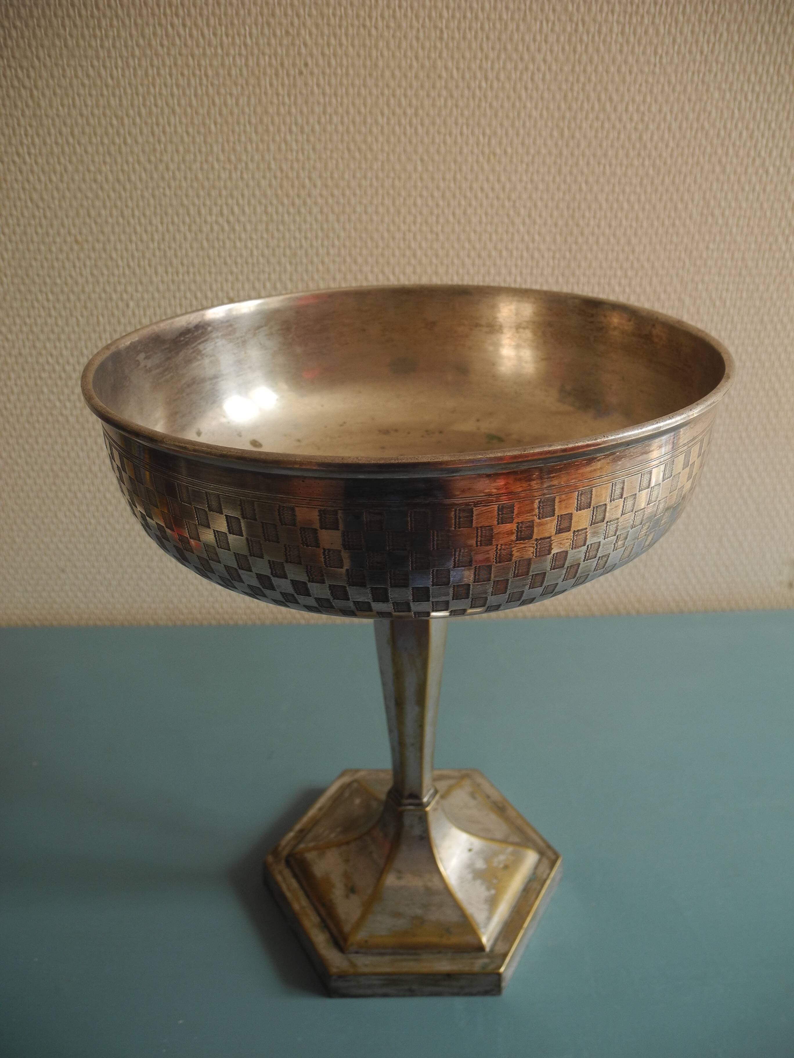 vintage centre table cup silver-plated art deco French silver metal cup