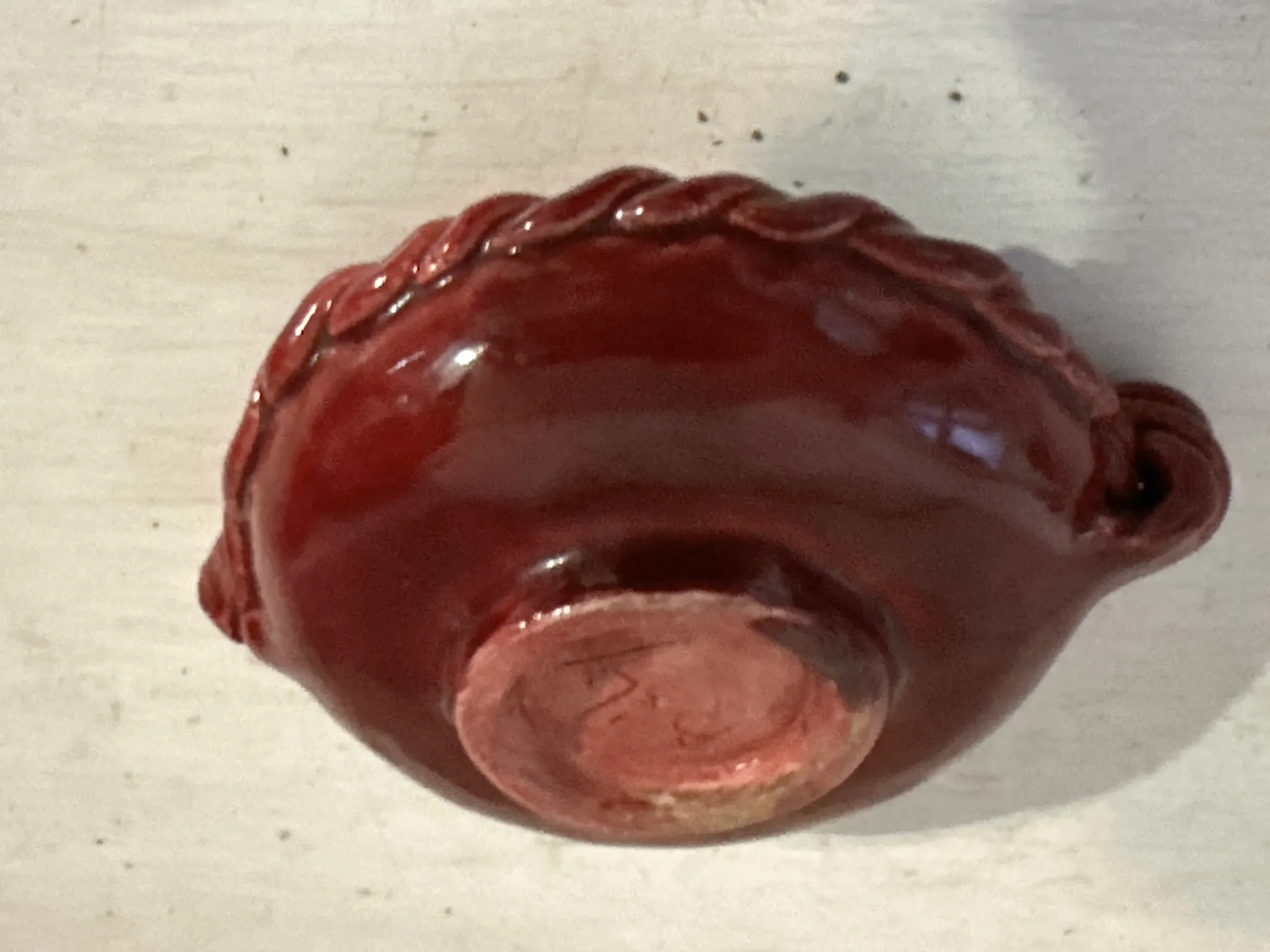 Small red ceramic catchall signed Bily – 1950s