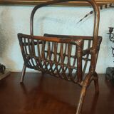 Old rattan magazine holder