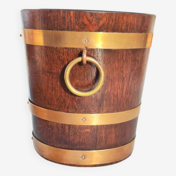 Oak and brass ice bucket