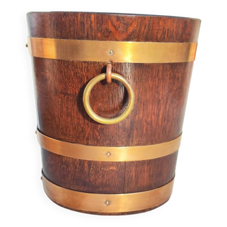 Oak and brass ice bucket