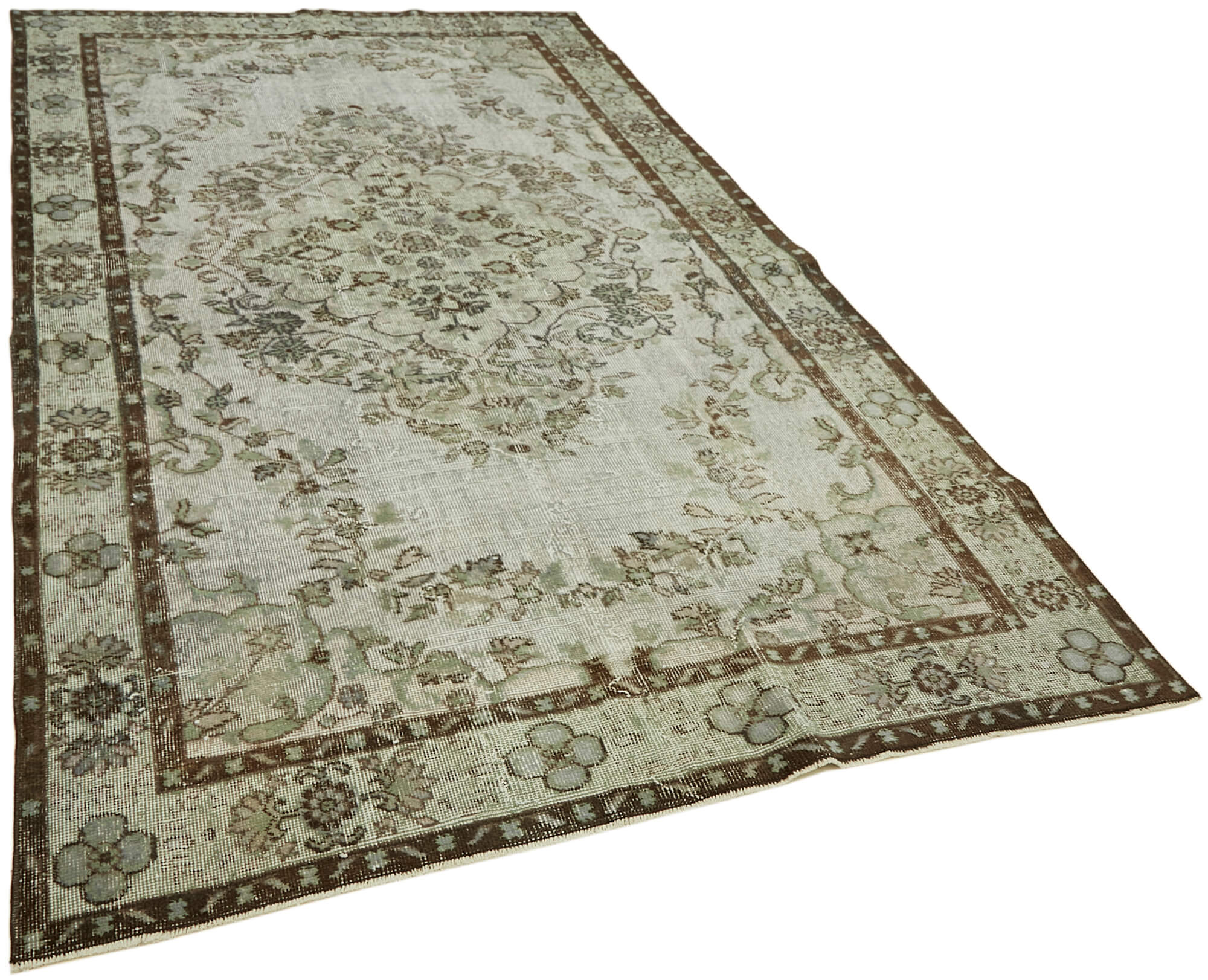 Hand-knotted vintage oriental 1980s 182 cm x 309 cm grey rug