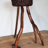 Tabouret tripode art populaire cep de vigne