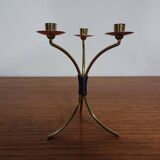 German filigree brass and copper candleholders, 1960s, set of 3