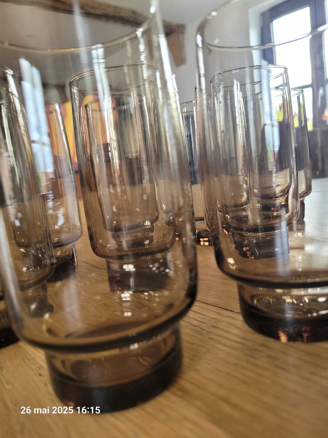 10 verres à eau en verre fumé BP