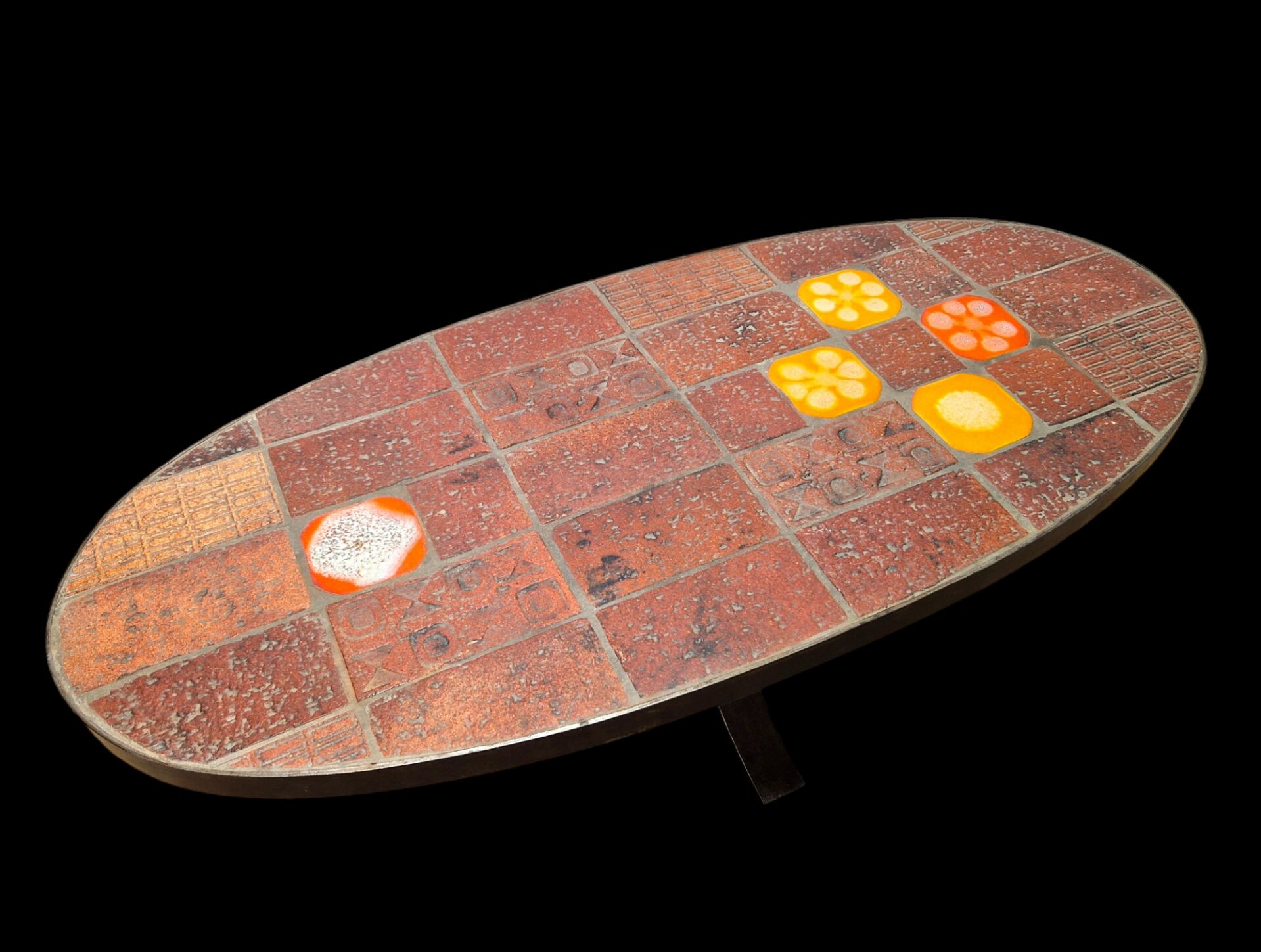 Jean Jaffeux lava stone and ceramic coffee table