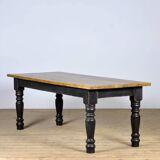 Table de ferme en pin avec plateau ancien