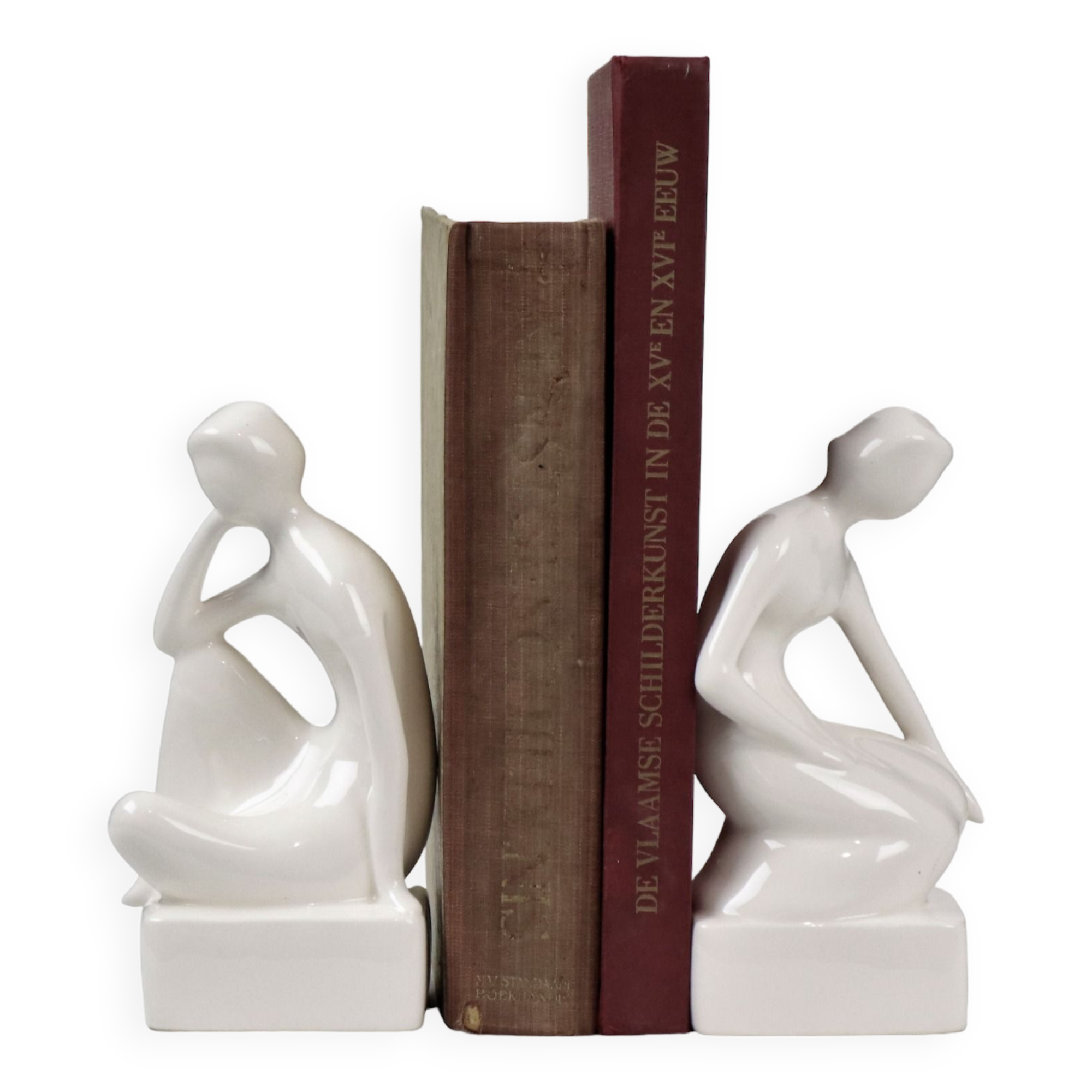Set serre-livres homme et femme art déco style royal delft 19cm