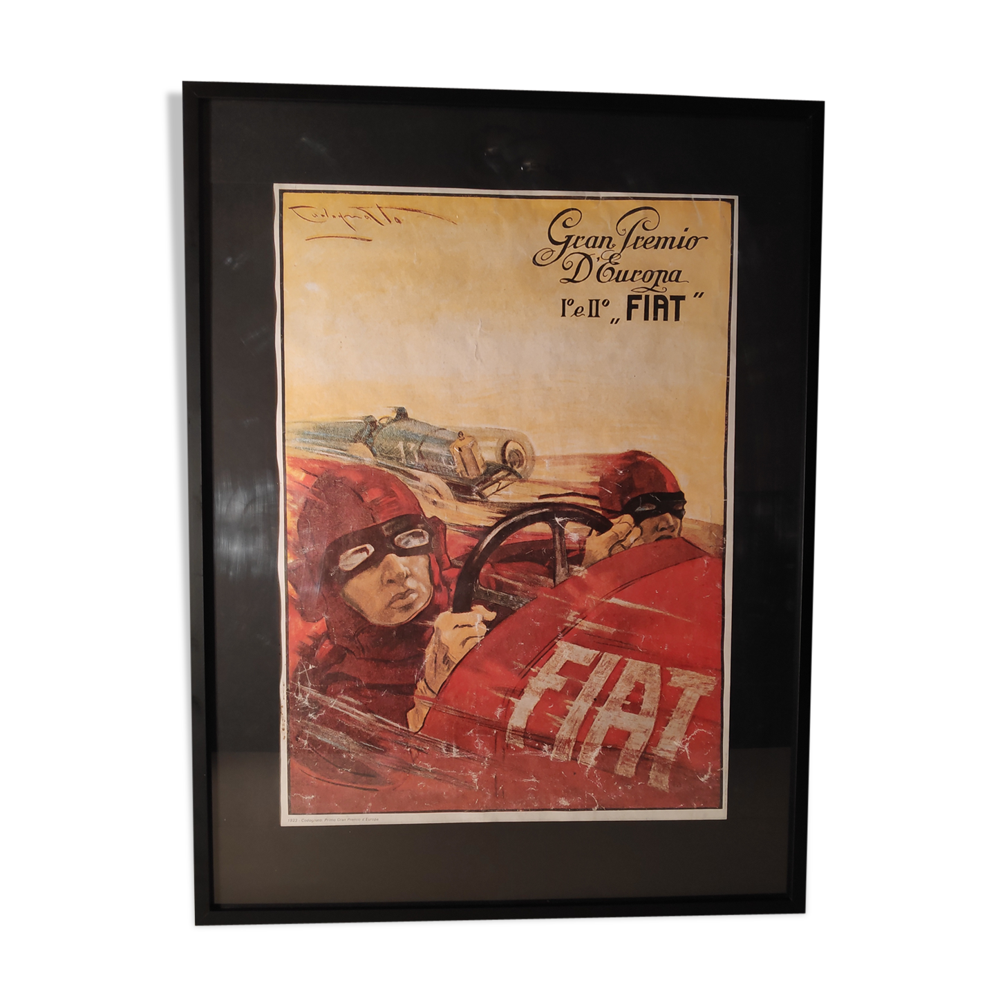 Numbered and printed framed Fiat advertising poster in Italy