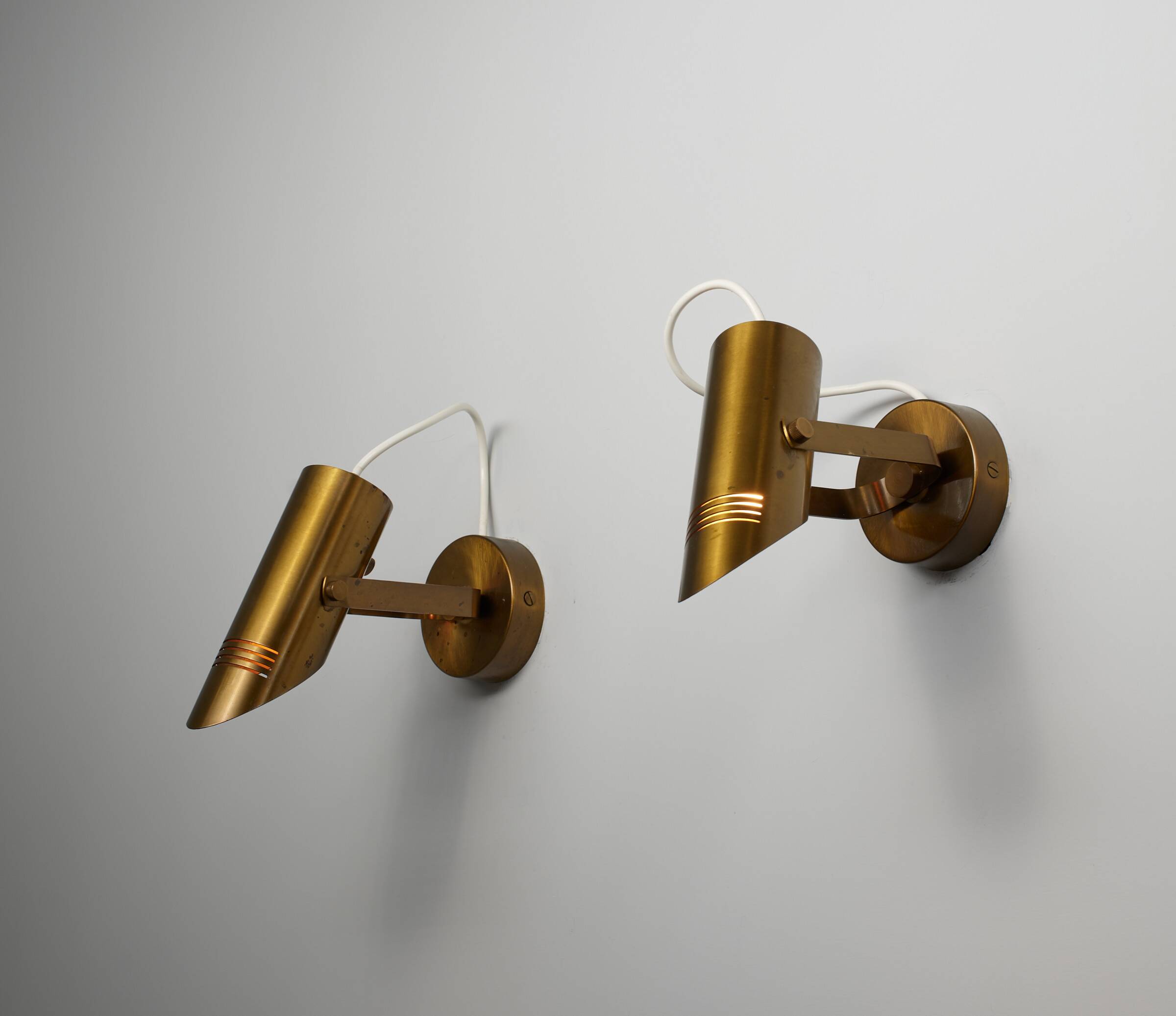 Pair of Adjustable Mid-Century Italian Brass Wall Sconces, 1970s