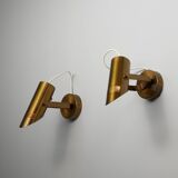 Pair of Adjustable Mid-Century Italian Brass Wall Sconces, 1970s