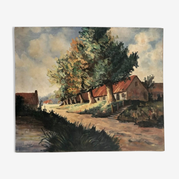 « Paysage à Paris » Immense peinture à l’huile originale vers les années 1950, Raymond Besse (Français, 1899-1969)