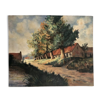 « Paysage à Paris » Immense peinture à l’huile originale vers les années 1950, Raymond Besse (Français, 1899-1969)