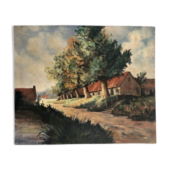 Raymond Besse (French, 1899-1969) "Landscape in Paris" Huge Original Oil Painting C.1950s