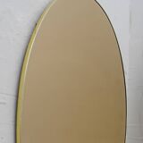 Pair of Mid-Century Modern Italian Oval Mirrors Brass and Bronzed Mirror,70