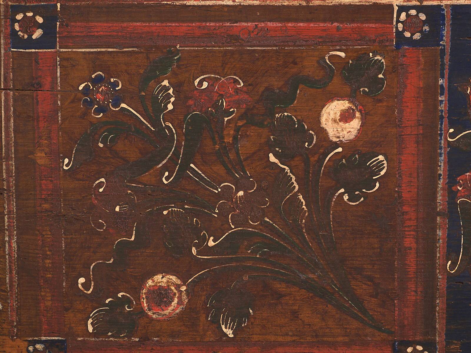 Antique painted chest with floral details (1870s) #32