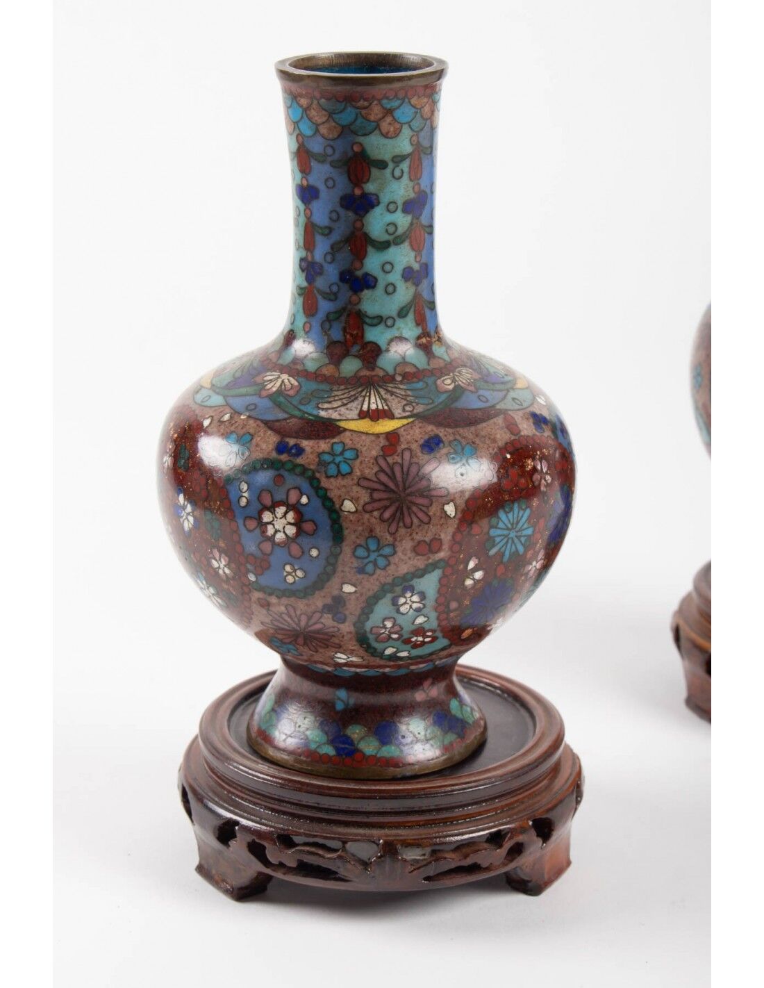 Pair of cloisonné bronze vases, china, xixth century