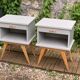 Paire de chevets pieds compas vintage 1950