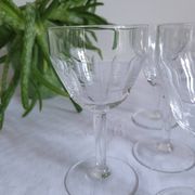 Set of 6 cut glass wine glasses