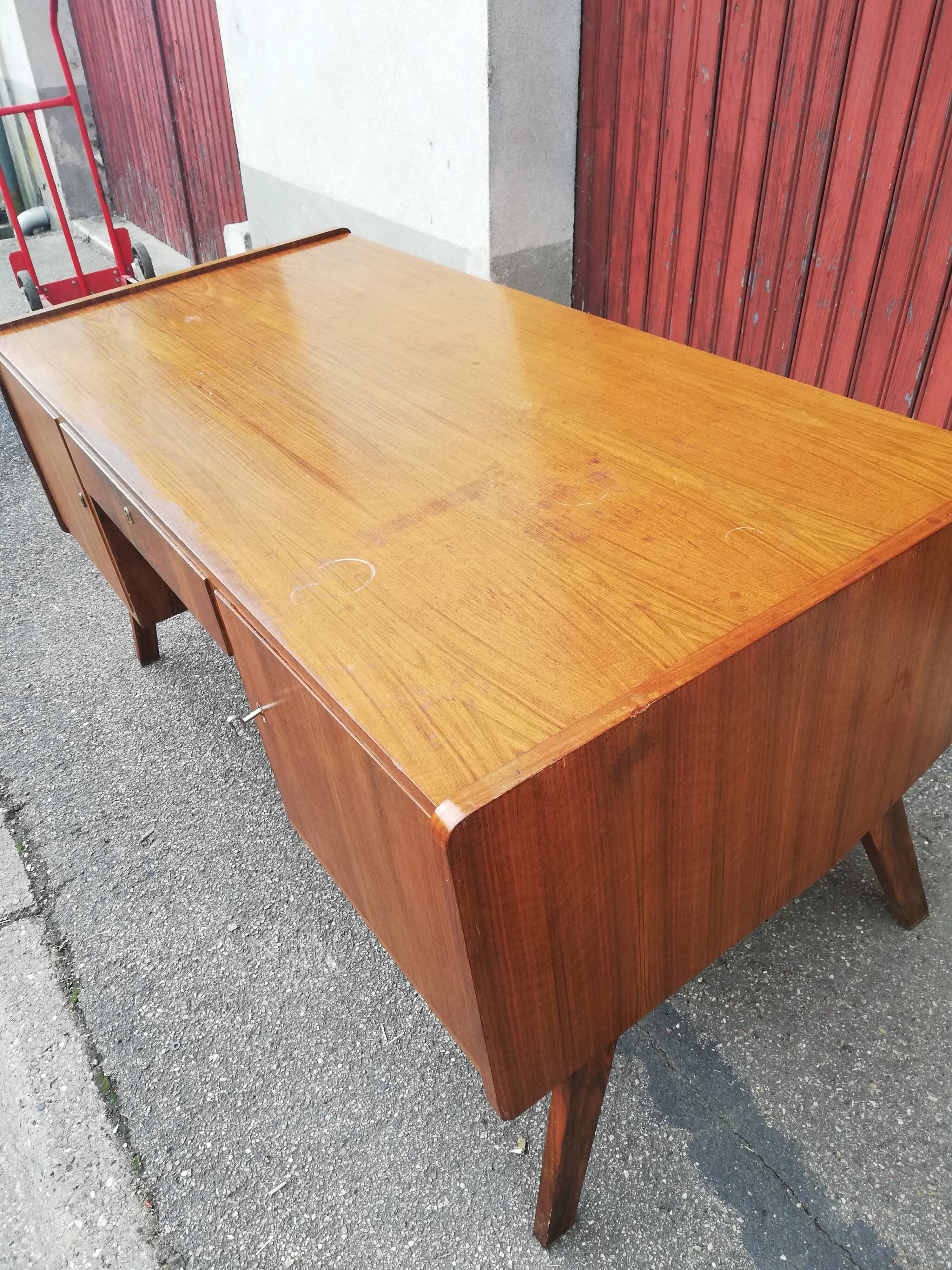 Vintage desk 2 doors 1 drawer compass feet