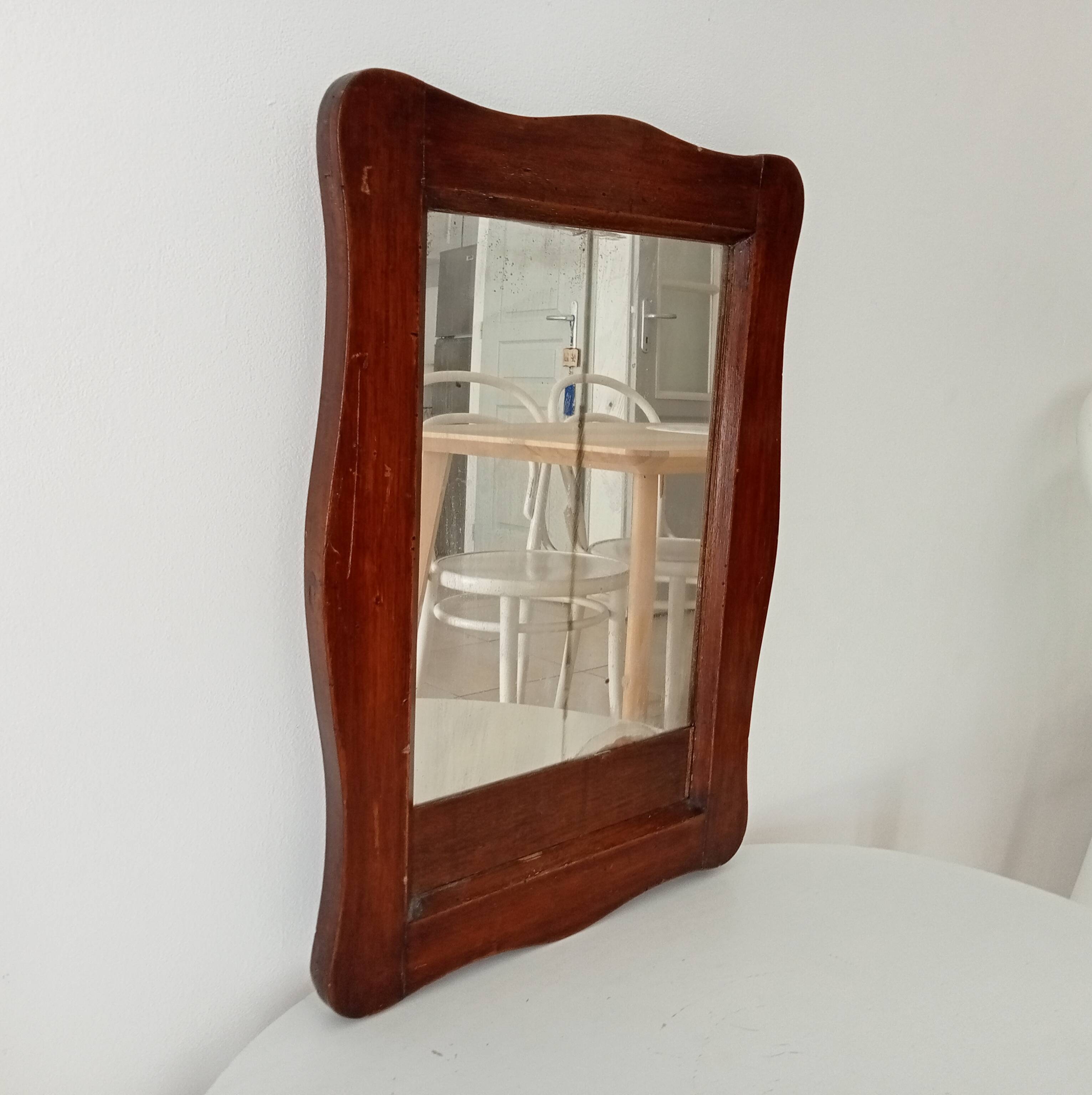Miroir ancien en bois rustique