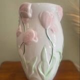 Barbotine tulip vase