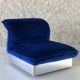 Stainless steel and royal blue velvet armchair, France, 1970s