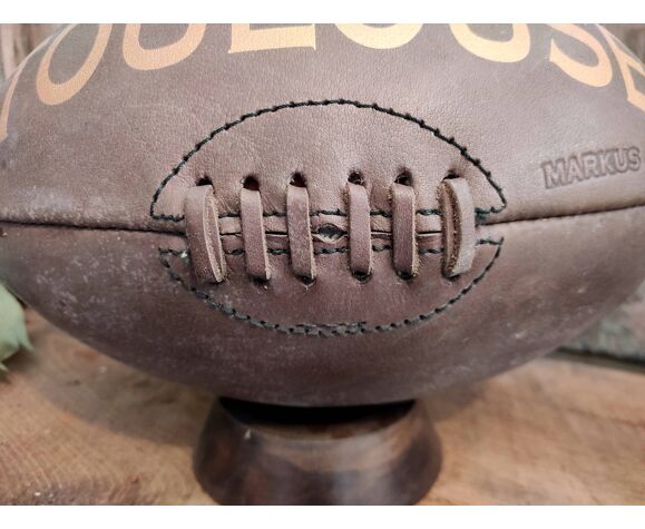 Ballon de rugby en cuir vintage Toulouse | Selency