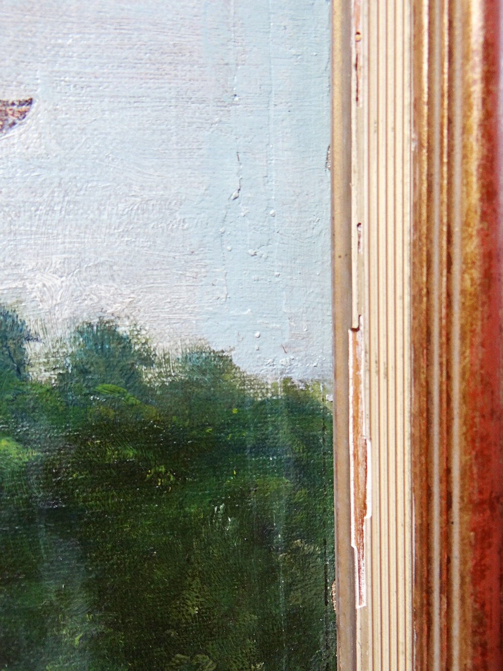 Large painting "Villa Camille" from the 1940s-60s, oil on canvas signed M. Lesoll.