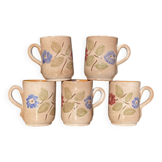 5 mugs artisanaux vintage