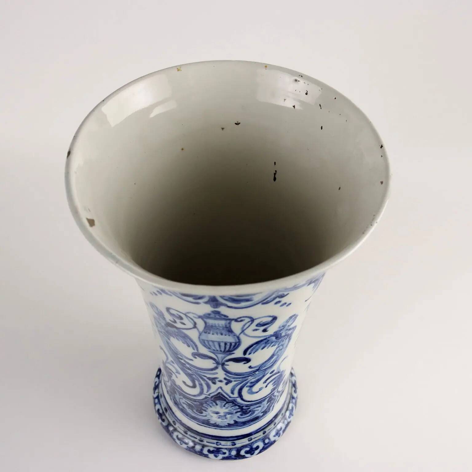 Antique earthenware vase from Gien, France, 18th century.