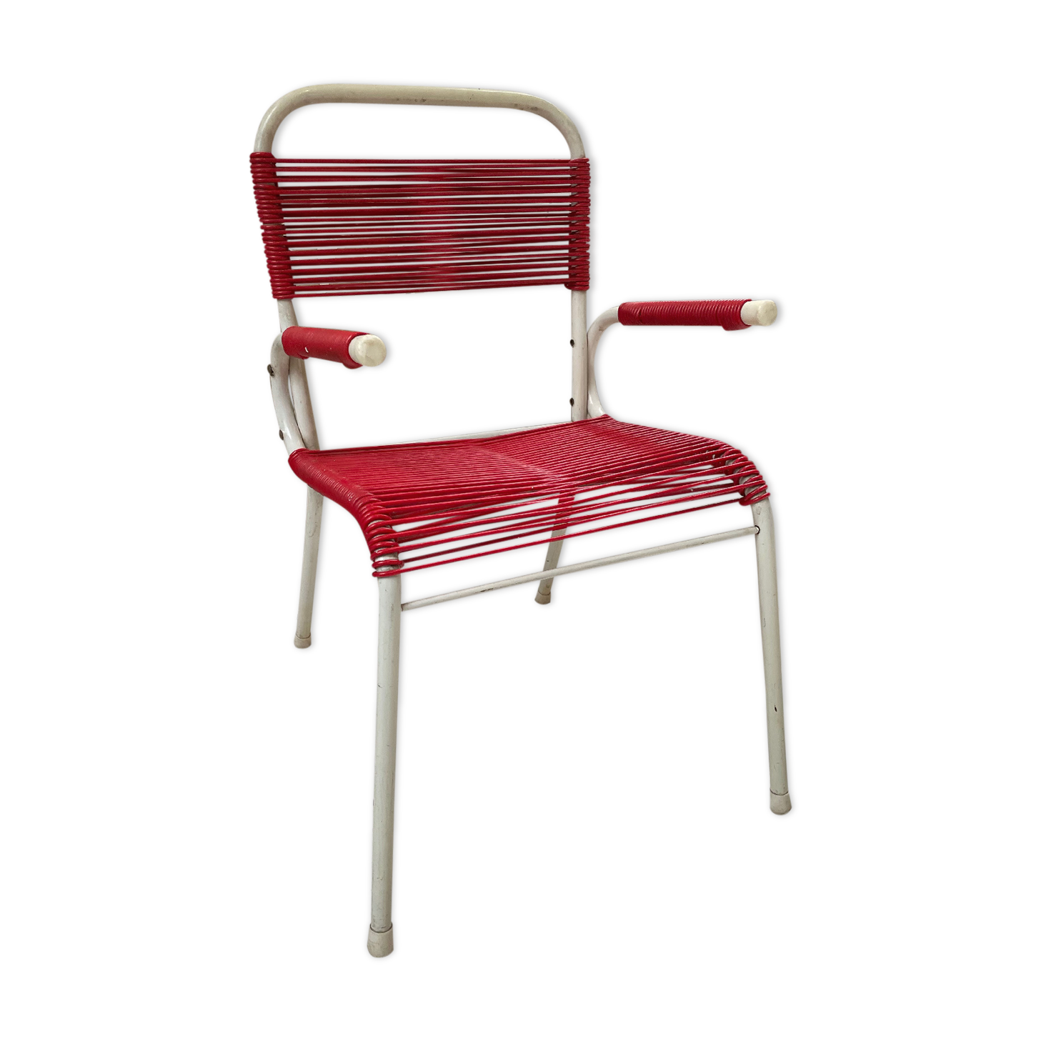 Vintage red scoubidou children's chair
