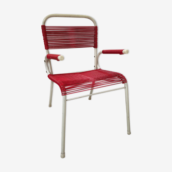 Vintage red scoubidou children's chair